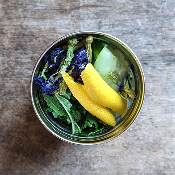 Butterfly pea infusion mint lemon cucumber