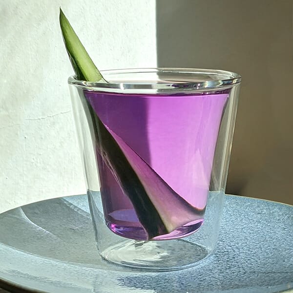 Pink butterfly pea infusion mint and cucumber with tonic water
