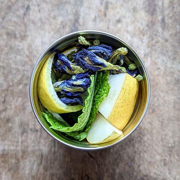 Butterfly pea infusion mint and pear